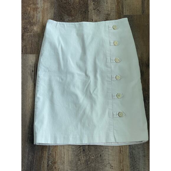 J.McLaughlin tan stretchy pencil skirt with button detail 2 - Picture 1 of 10